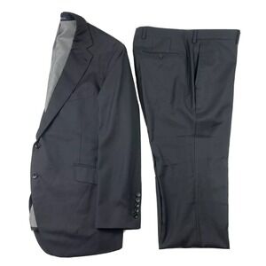 Sanford Bryant Bespoke Black Pure Wool Mens Suit‎ 44R Pant 36x27 Excellent
